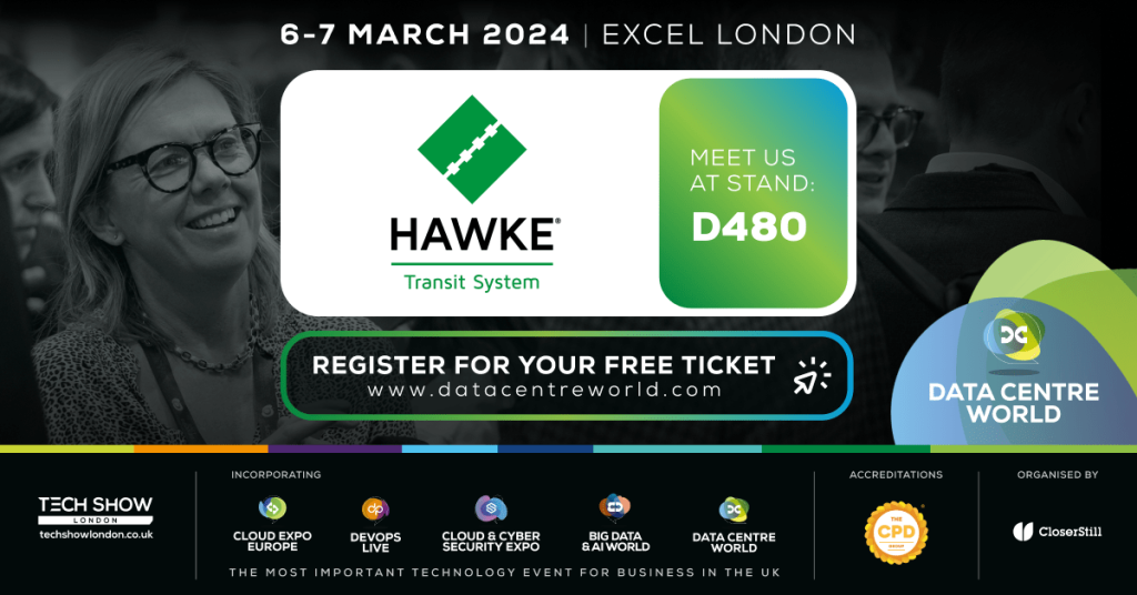 Presenza di HAWKE Transit System al Data Centre World 2024 di Londra